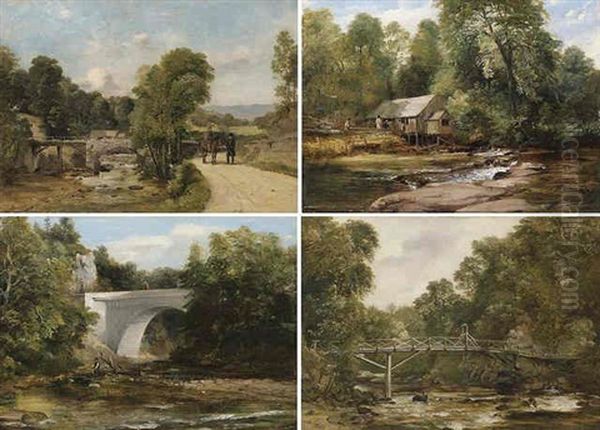 Sketch Of The New Bridge Built By Lord Lynedoch Oil Painting by Frederick Richard Lee, R.A.