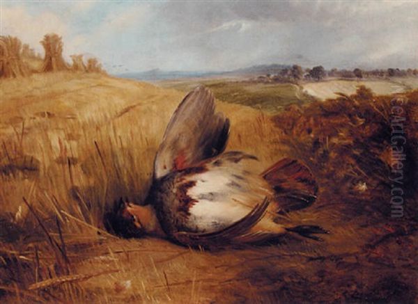 A Partridge In An Extensive Landscape Oil Painting by Frederick Richard Lee, R.A.