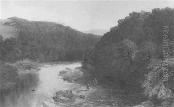 On The River, Ayr Oil Painting by Frederick Richard Lee, R.A.