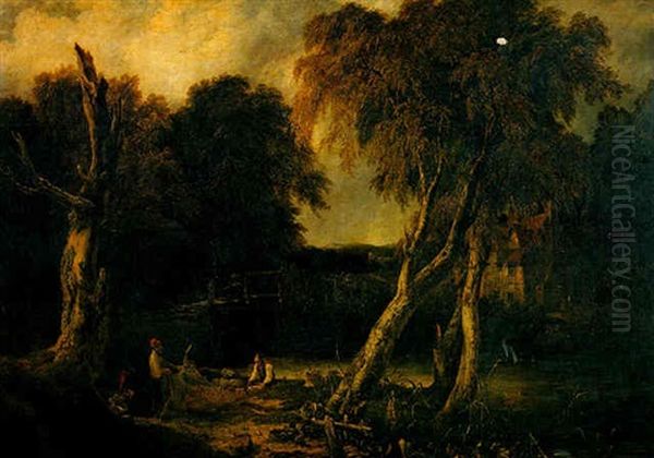 Unloading The Day's Catch Oil Painting by Frederick Richard Lee, R.A.