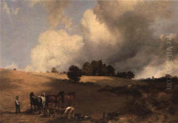 Preparing The Plough Team Oil Painting by Frederick Richard Lee, R.A.