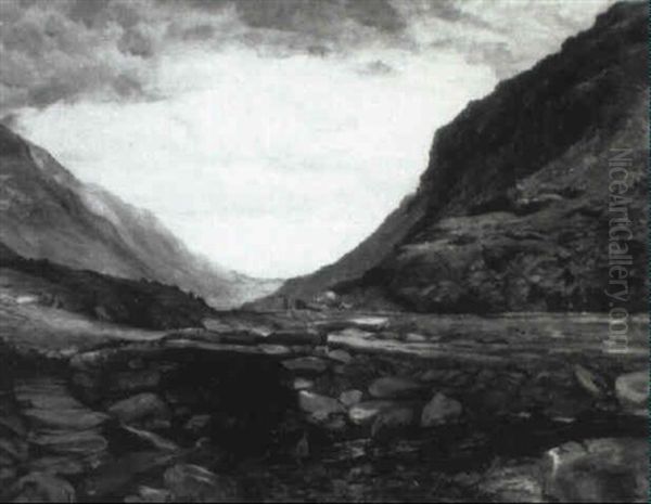 Rocky Landscape Oil Painting by Frederick Richard Lee, R.A.