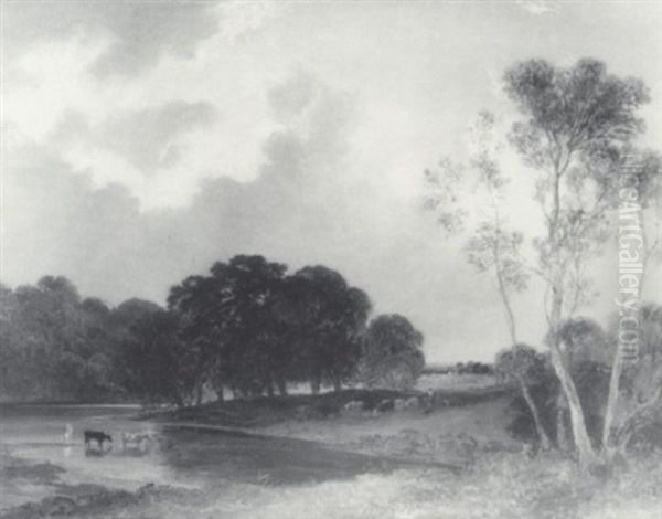 Pastoral Landscape Oil Painting by Frederick Richard Lee, R.A.