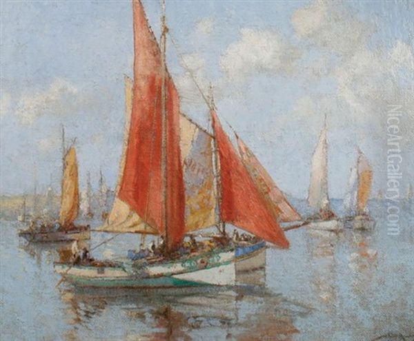 Sailing Boats Oil Painting by William Lee-Hankey