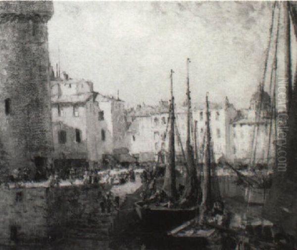 Port Scene, France Oil Painting by William Lee-Hankey