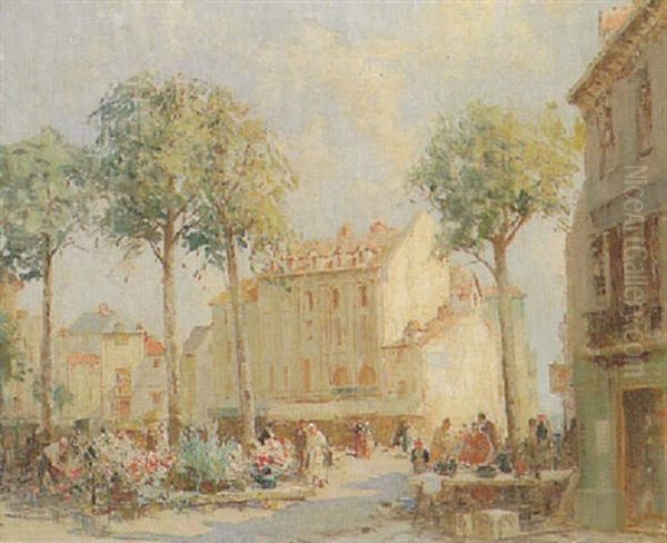 Market Place, Brittany Oil Painting by William Lee-Hankey