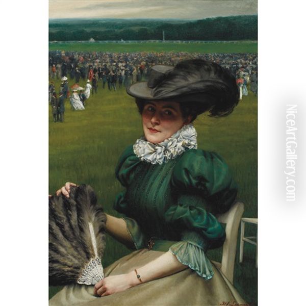 La Dame A L'eventail Oil Painting by Jef Leempoels