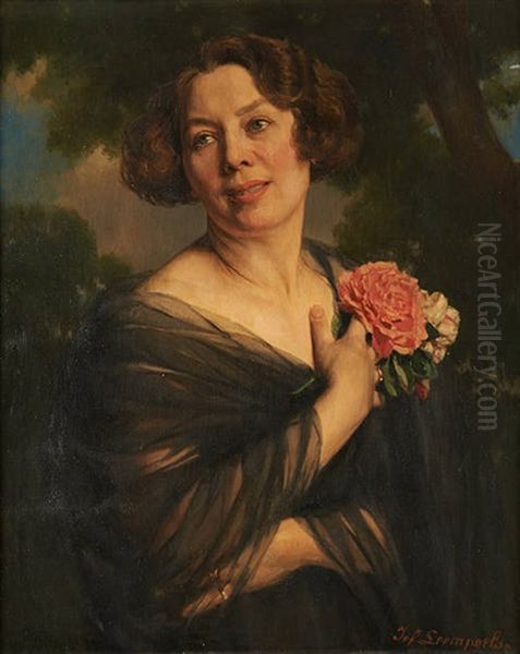 Portrait De Madame Raoul Dupas Oil Painting by Jef Leempoels