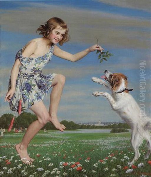 Titie Et Son Chien Oil Painting by Jef Leempoels