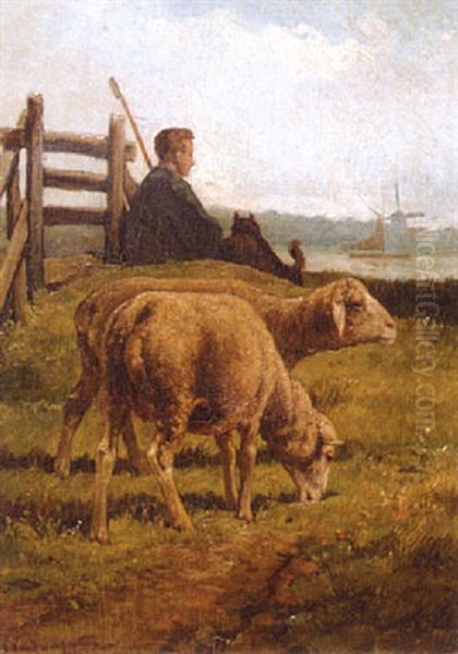 Pastor Con Ovejas Oil Painting by Cornelis van Leemputten