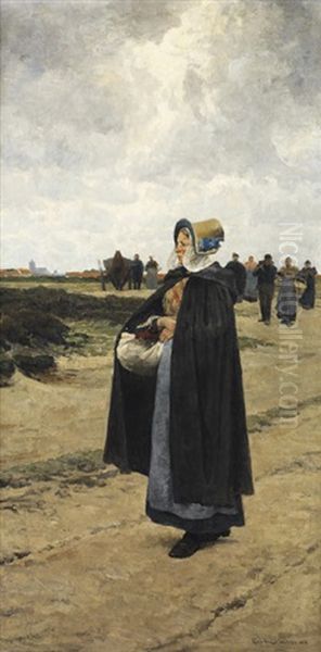 Le Retour Des Champs Oil Painting by Frans Van Leemputten