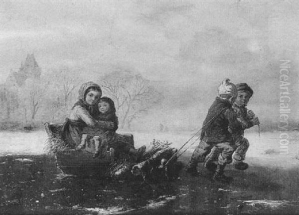 The Sleigh Ride Oil Painting by Alexis de Leeuw