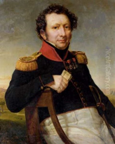 Portrait D'un Officier De La Campagne D'egypte Oil Painting by Robert Jacques Francois Faust Lefevre