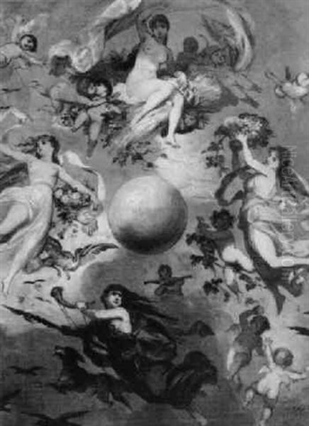 Entwurf Fur Ein Plafondbild Oil Painting by Franz Lefler