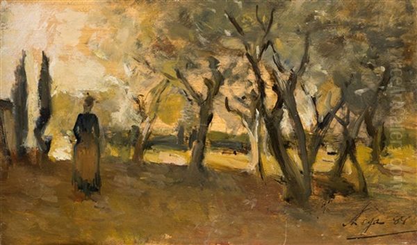 Donna Tra Gli Ulivi Oil Painting by Silvestro Lega