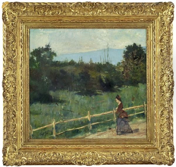 Dame Im Garten Oil Painting by Silvestro Lega