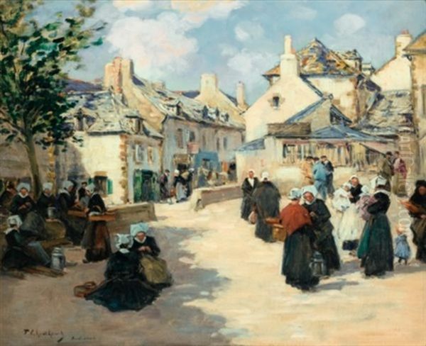 Le Port De Concarneau (+ Jour De Marche A Audierne; Pair) Oil Painting by Fernand Marie Eugene Legout-Gerard