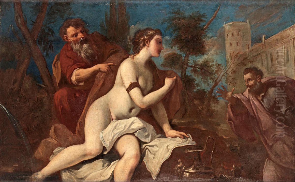 Susanna And The Old Men Oil Painting by Antonio Bellucci