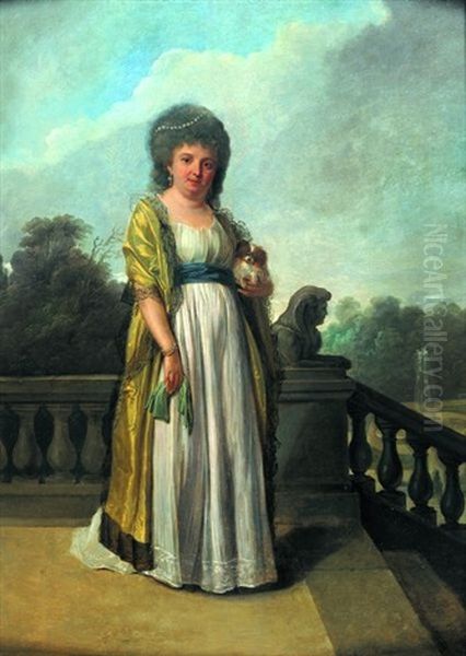 Portrait De Femme Avec Son Petit Chien Oil Painting by Pierre Nicolas Legrand de Lerant