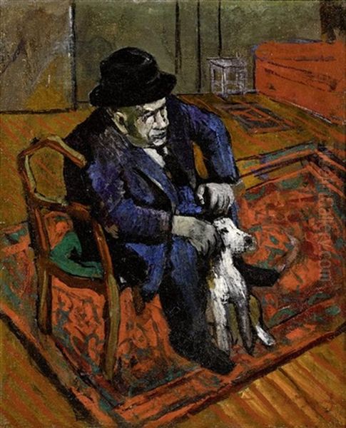 Homme Avec Chien Oil Painting by Louis Legrand