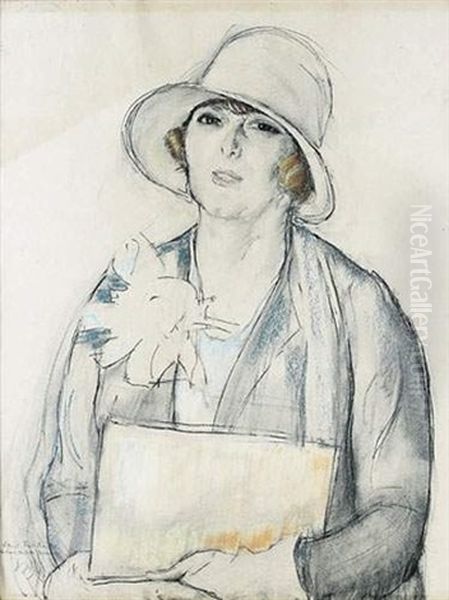 Femme Au Chapeau Oil Painting by Louis Legrand