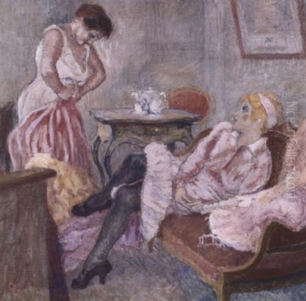 Deux Femmes S'habillant Oil Painting by Louis Legrand