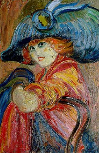 Femme Au Grand Chapeau Oil Painting by Louis Legrand