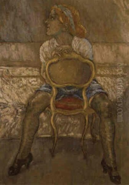 La Rousse Aux Bas Noirs Oil Painting by Louis Legrand