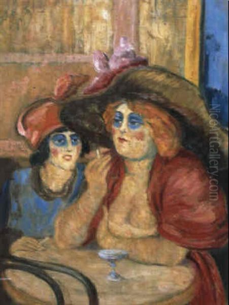 Filles Au Cafe Oil Painting by Louis Legrand