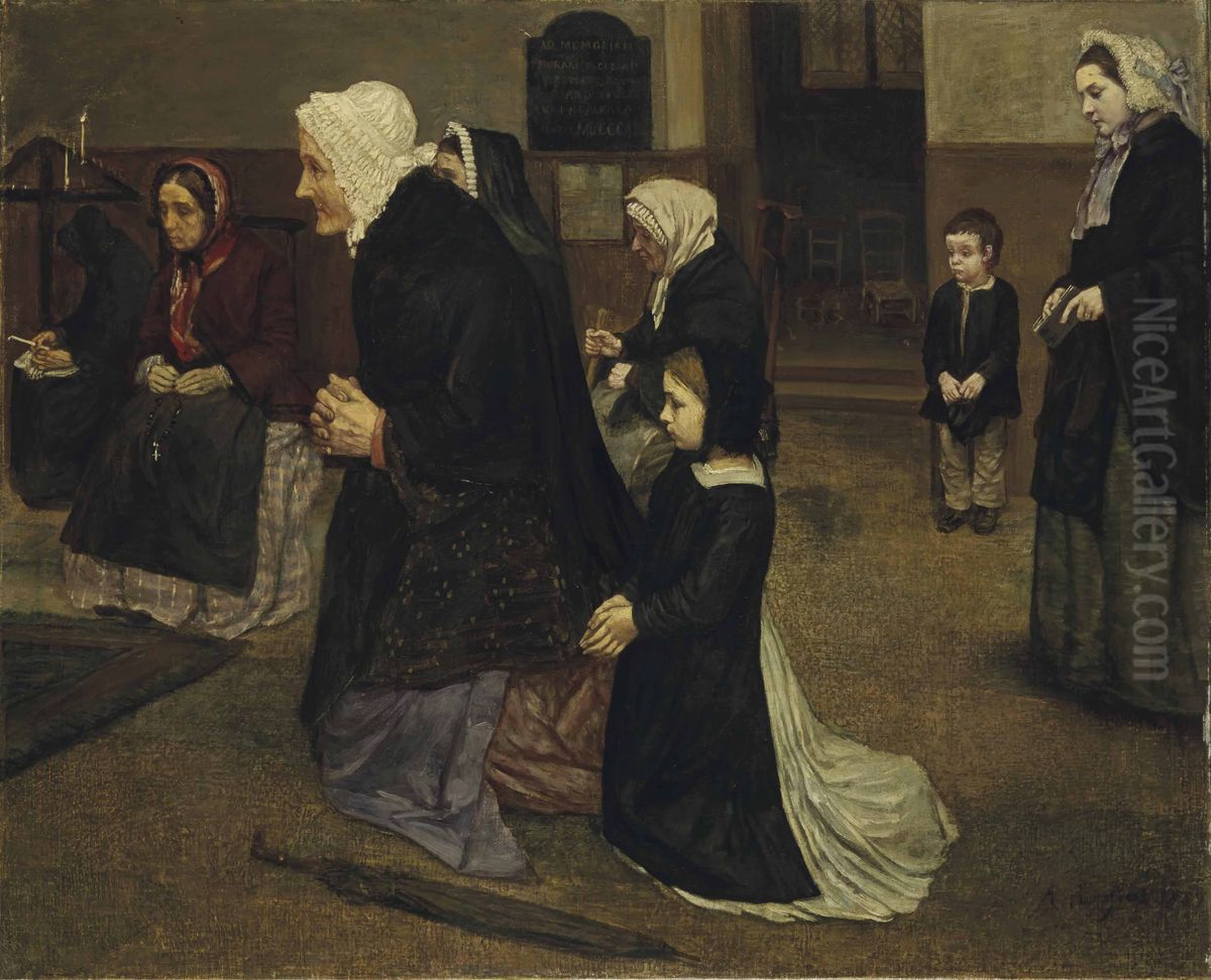 L'angelus Oil Painting by Alphonse Legros