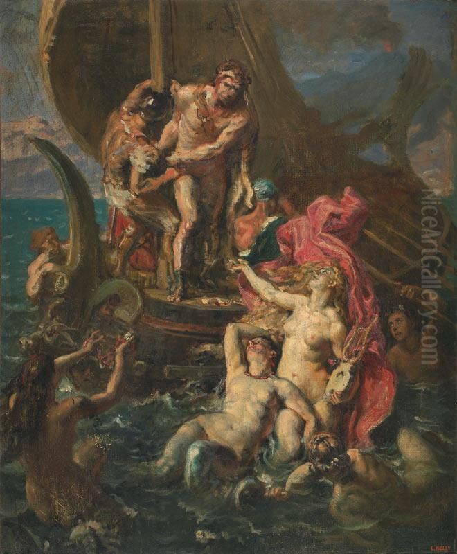 Etude Pour Les Sirenes Oil Painting by Leon-Auguste-Adolphe Belly