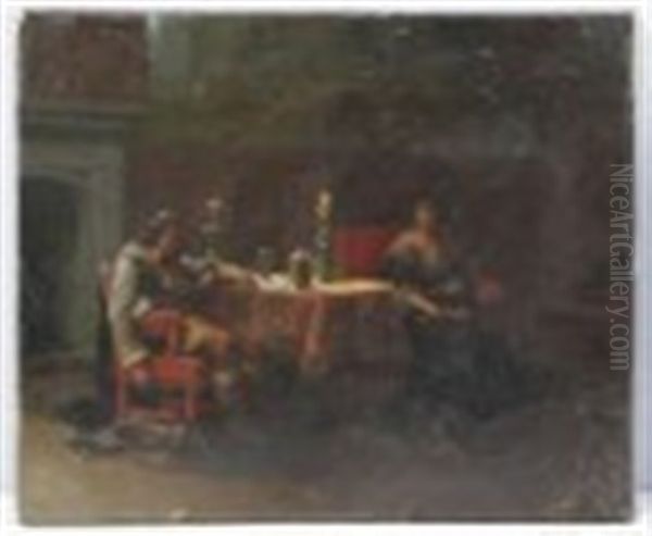 Cromwell At Ripley Castle Oil Painting by Rudolf August Wilhelm Lehmann