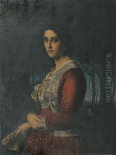 Vornehme Italienerin, Stehend Oil Painting by Rudolf August Wilhelm Lehmann