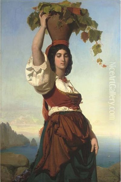 Neapolitan Beauty Oil Painting by Rudolf August Wilhelm Lehmann