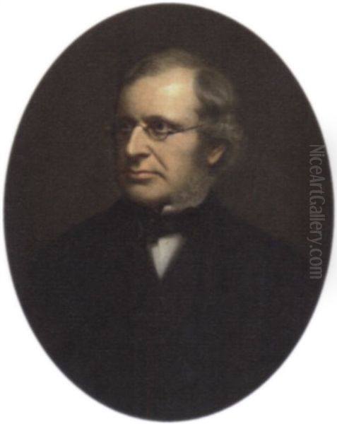 Portrait Of A Gentleman In A Black Jacket And Red Bow-tie Oil Painting by Rudolf August Wilhelm Lehmann