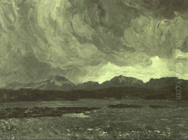 Regenschauer In Vorgebirgslandschaft Oil Painting by Wilhelm Ludwig Lehmann