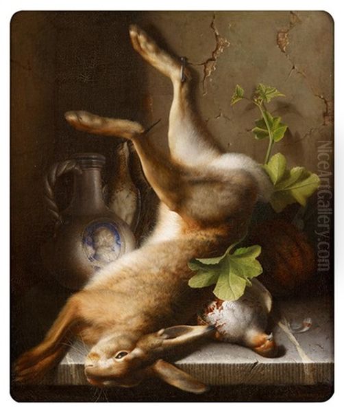 Still Life With Hare And Game Bird Oil Painting by Jakob Lehnen