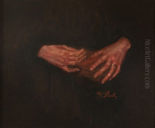 Zwei Frauenhande (din Buch Haltend) Oil Painting by Wilhelm Leibl