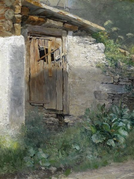 Eine Stalltur (study) Oil Painting by Wilhelm Leibl