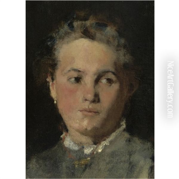 Madchen (portrait Of A Girl) Oil Painting by Wilhelm Leibl