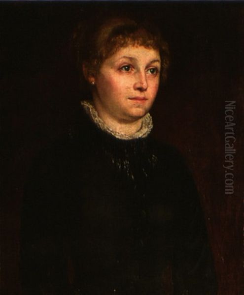 Brustportrat Der Schauspielerin Irene Schwarz Oil Painting by Wilhelm Leibl