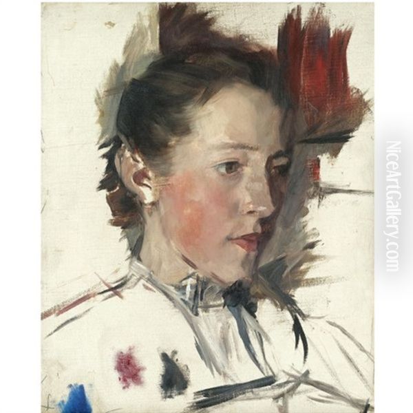 Bauernmadchen Oil Painting by Wilhelm Leibl