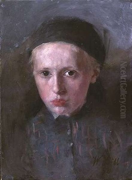 Bildnis Eines Bauernmadchens Mit Schwarzem Kopftuch Oil Painting by Wilhelm Leibl