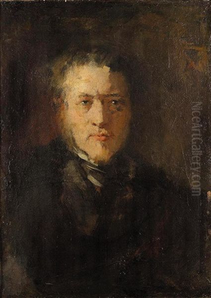 Bildnis Des Malers Johan Herterich (the Painter Johan Herterich) Oil Painting by Wilhelm Leibl