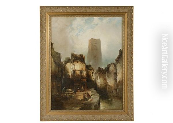 The Belfry Of Tournai (oldest In Belgium) Oil Painting by Charles Henri Leickert
