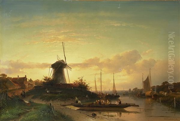 Die Fahre Oil Painting by Charles Henri Leickert