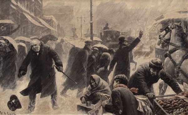 A Stream With Haystacks And Farm Buildings Beyond Oil Painting by William Robinson Leigh