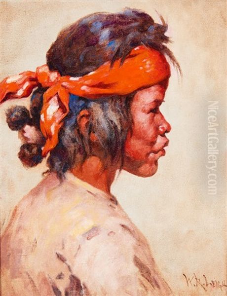 Navajo Boy Oil Painting by William Robinson Leigh