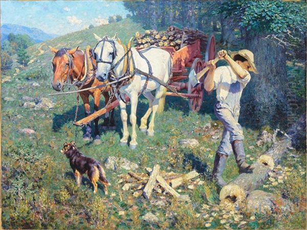 West Virginia Woodchopper [or] West Virginia Farm Boy Oil Painting by William Robinson Leigh