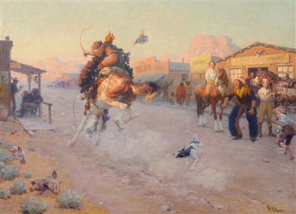 Embarrassed (range Pony In Town) Oil Painting by William Robinson Leigh